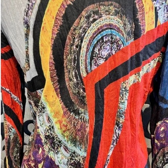 Alison Sheri Open front top with crochet backdrop multi colorful Sz L Women - Picture 6 of 9